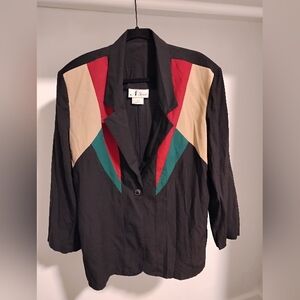 Vintage Shoulder Pad Colorblock Blazer